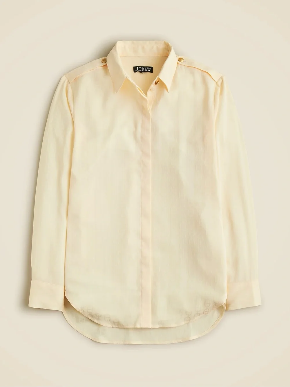 J.Crew Cream Satin Drapey Jacquard Chainlink Print Button Down Shirt XL